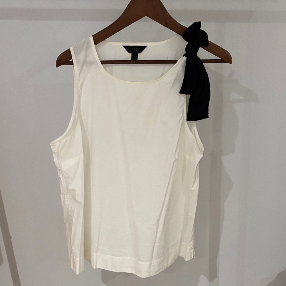 J. Crew Cream Tank Top with Black Bow